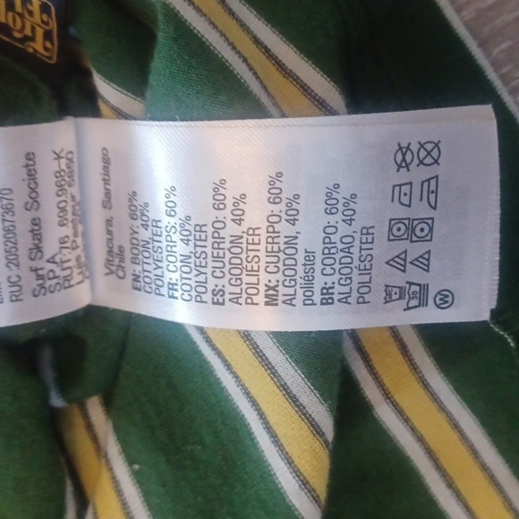 Quicksilver Green and Yellow Striped Men's Shirt Surfer Skater Size L Beach - Picture 6 of 8